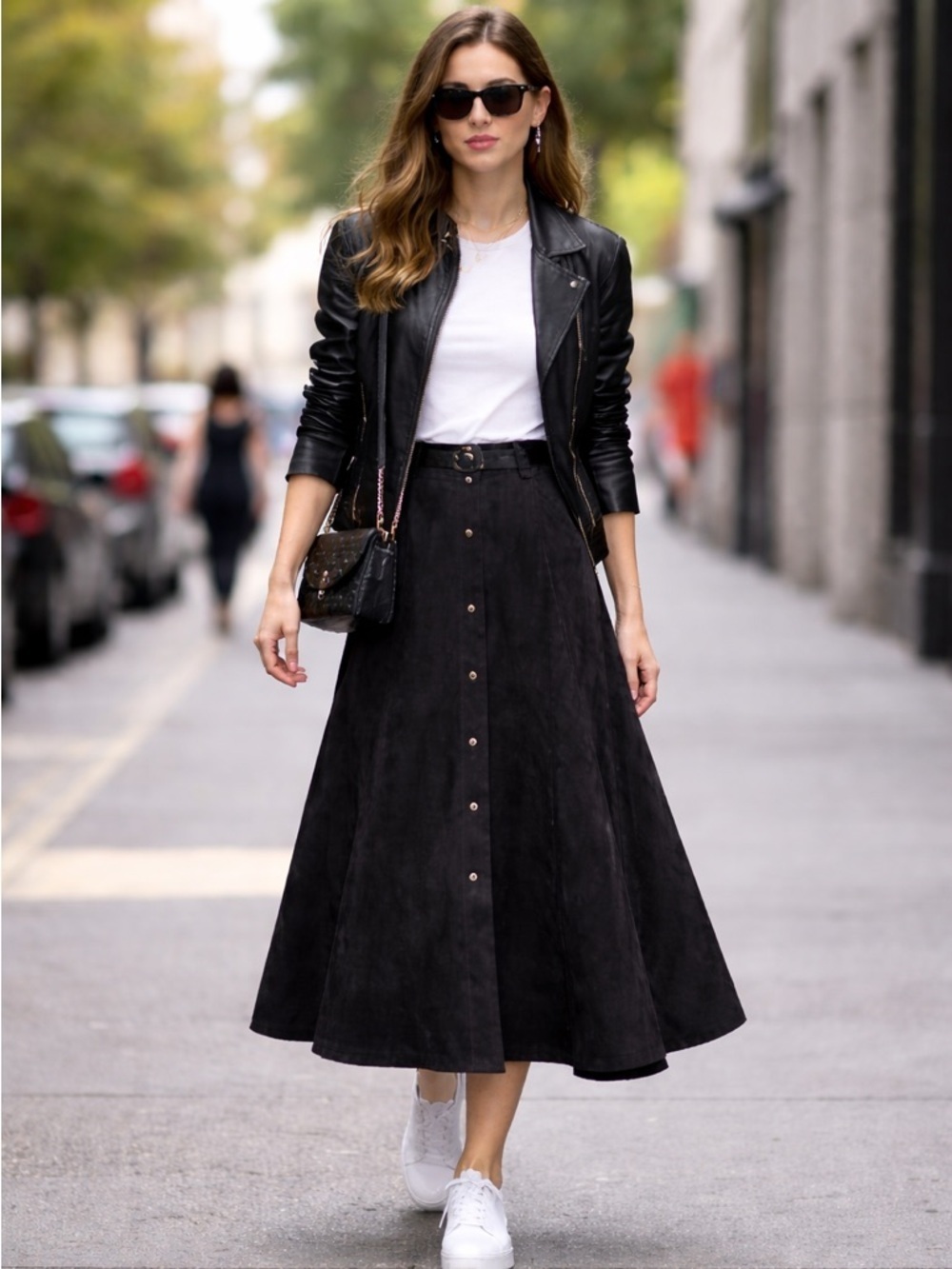 Lord and Taylor vintage Black Suede Button Down Skirt Sz8